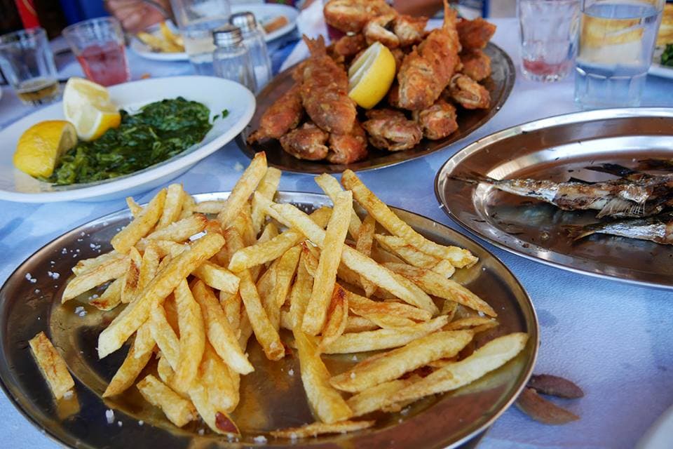 Fresh seafood platter served in Neapoli